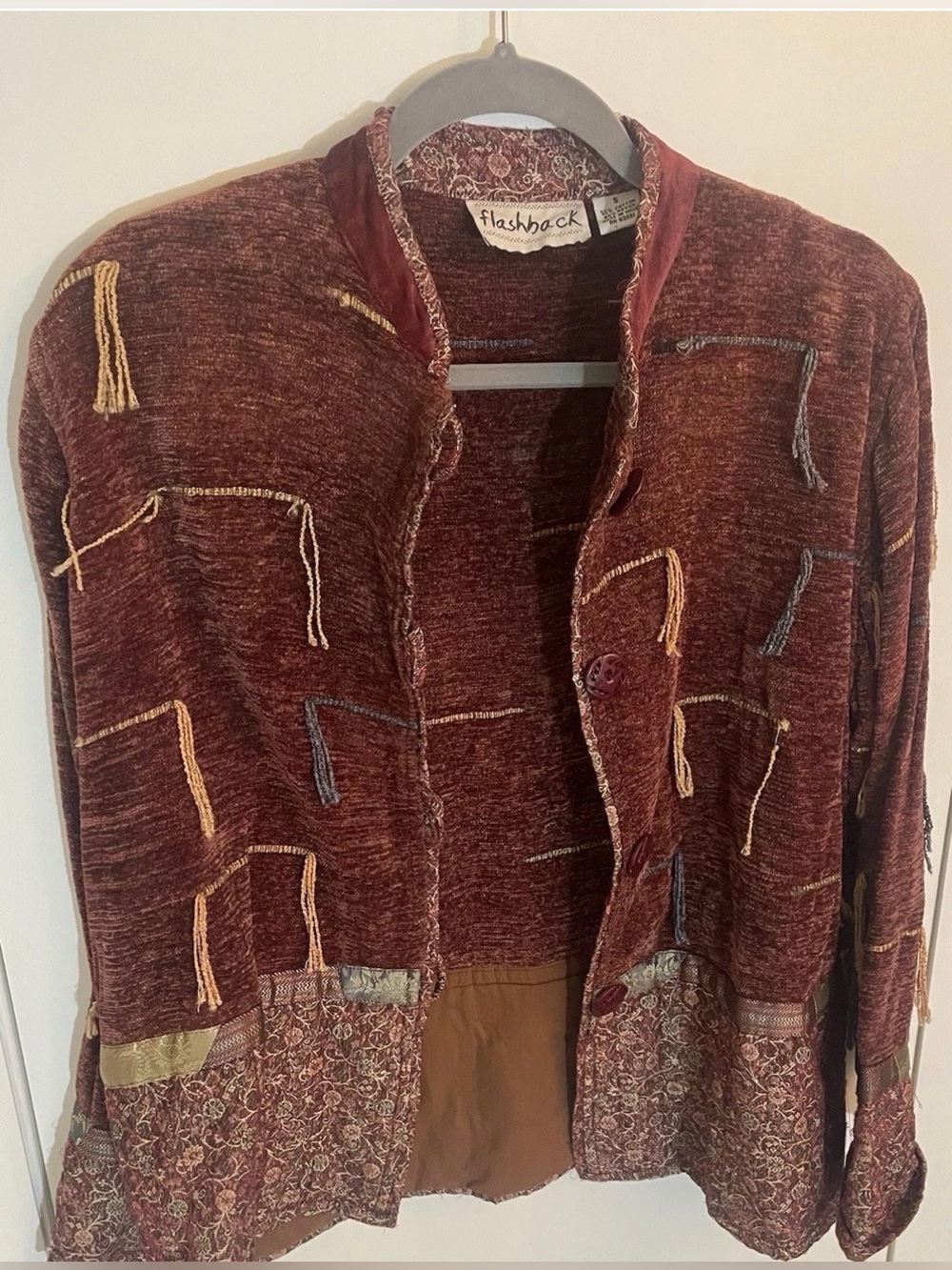 Vintage Flashback Women’s Tapestry Jacket Sweater Patchwork Small Made in India